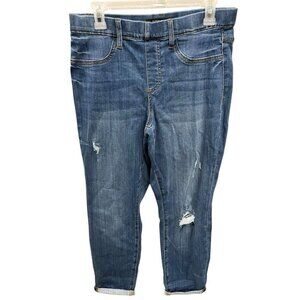 Judy Blue Women's 11/30 Boyfriend Fit Pull On Jeans Blue Denim Distressed